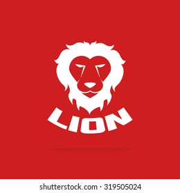 Vector images of lion head design on red background.