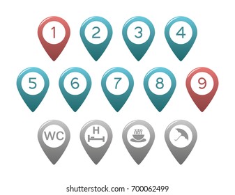 Vector images of marks on the map.
