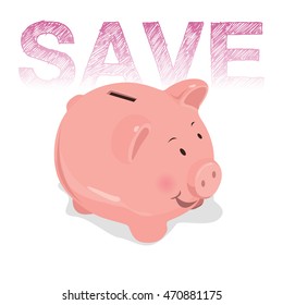 Vector images to media piggy bank savings.