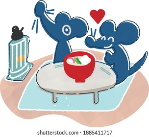 Vector images of mice enjoying a meal