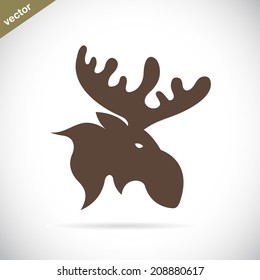 Vector images of moose deer head on a white background. Wild Animals.