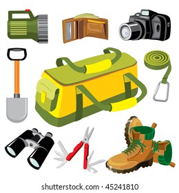 vector images of objects indispensable to the travel