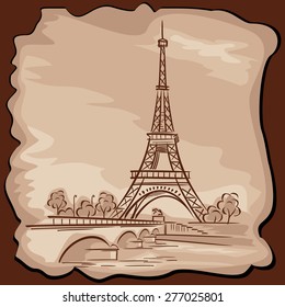 vector images of Paris Eiffel tower in vintage style