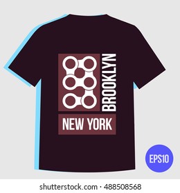 Vector images for printing on clothes. Text New York, Brooklyn.