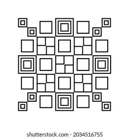 Vektorbilder von geometrischen Formen, schwarze Quadrate auf weißem Hintergrund, Texturen auf dem Desktop-Hintergrund