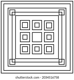 Vektorbilder von geometrischen Formen, schwarze Quadrate auf weißem Hintergrund, Texturen auf dem Desktop-Hintergrund