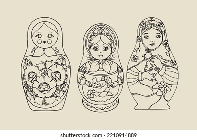 Vector images of Russian toys - Matryoshka