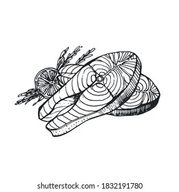 
 imágenes vectoriales de filete de salmón, salmón de mariscos, pescado rojo de salmón EPS 10, vector de alimento marino