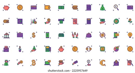 vector images set of 50 finance icons with white background