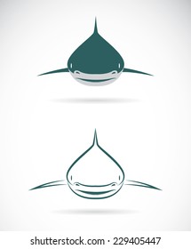 Vector images of sharks on a white background.
