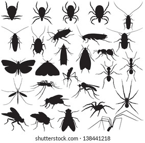 Vector Images Silhouettes Of Household Pests And Various Insects