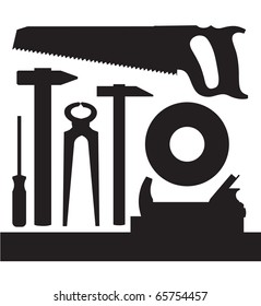 Vector images silhouettes of several kinds of tools