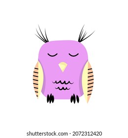 Vector images of sleeping owl in flat style 