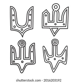 vector images of the State Emblem of Ukraine -a trident in the ancient historical execution isolated on a white background.useful for web and graphic design, prints, souvenirs for the Independence Day