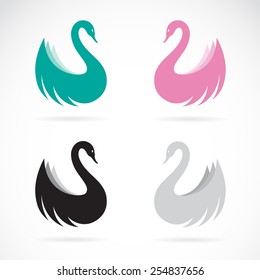 Vector images of swan design on a white background.