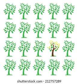 Vector images of trees. Different concepts