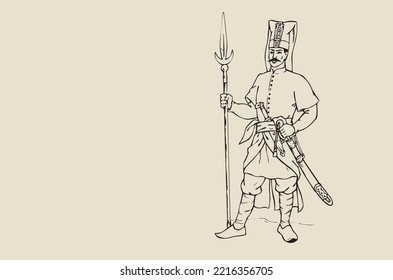 Vector images - Turkish janissary warrior