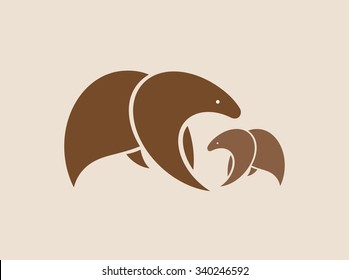 Vector images of two brown bears.