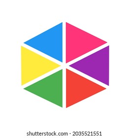 Vector images of various colors in hexagons.