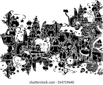the vector of  imagination line art design