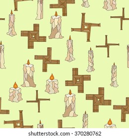 vector imbolc seamless with candles and brigid cross svg