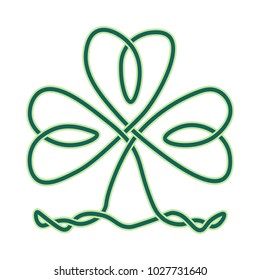 Vector imitation of celtic knotwork or Icovellavna: clover or shamrock endless knot as design element for St. Patricks day. Shamrock knot is great also as irish symbol of luck, win and success.