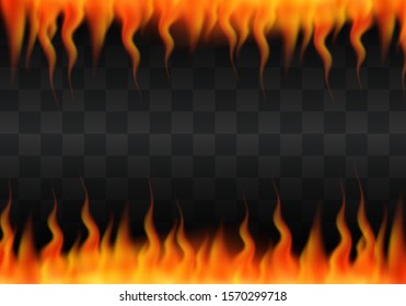 Vector imitation of fire. Tongues of flame vector illustration. Fiery flames on transparent background 