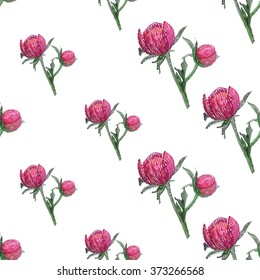 Vector imitation flower embroidery. Vintage embroidery peony bud, flower, peony bulb, rose flower on white wallpaper background. Beautiful painting embroidery floral seamless pattern on white backdrop