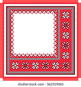vector imitation serviette like handmade cross-stitch ethnic Ukraine pattern. old embroidery