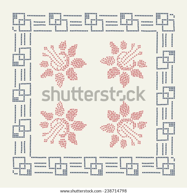 Vector Imitation Vintage Crossstitch Ornate On Stock Vector Royalty Free 238714798