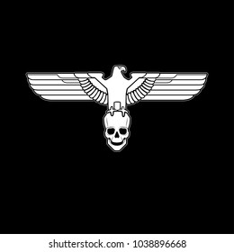 vector Imperial heraldry eagle with Skull and crossbones  isolated silhouette