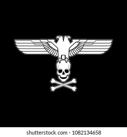 vector Imperial heraldry eagle with Skull and crossbones isolated silhouette