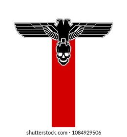 vector Imperial heraldry eagle with Skull and crossbones isolated silhouette