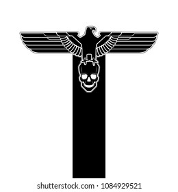 vector Imperial heraldry eagle with Skull and crossbones isolated silhouette