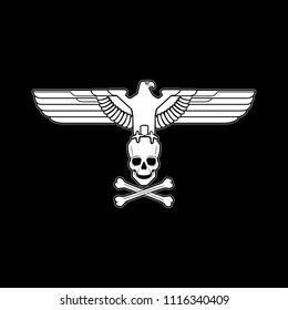 vector Imperial heraldry eagle with Skull and crossbones isolated silhouette