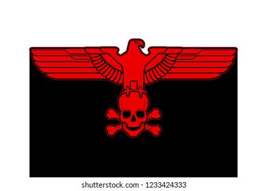 vector Imperial heraldry eagle with Skull and crossbones isolated silhouette