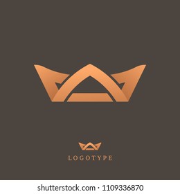 Vector imperial luxury crown logo design. Line art ornate symbol. Vintage premium king, queen vector sign. Emblem luxury beauty spa, cosmetics, jewelry, hotel, restaurant. Wedding elegant outline icon