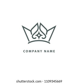 Vector imperial luxury crown logo design. Line art gold ornate symbol. Vintage premium king, queen vector sign. Emblem luxury beauty spa, cosmetics, jewelry, hotel, restaurant. Elegant queen icon.