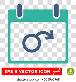 Vector Impotence Calendar Day EPS vector icon. Illustration style is flat iconic bicolor cobalt and cyan symbol on a transparent background.