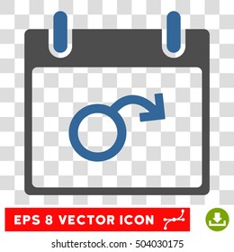 Vector Impotence Calendar Day EPS vector pictograph. Illustration style is flat iconic bicolor cobalt and gray symbol on a transparent background.