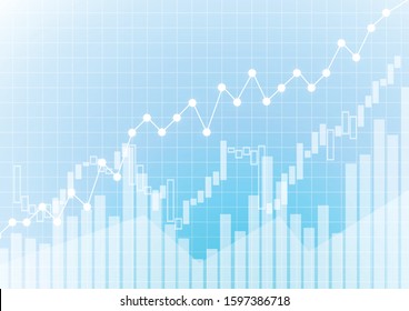 Vector : Increase business graph on blue background