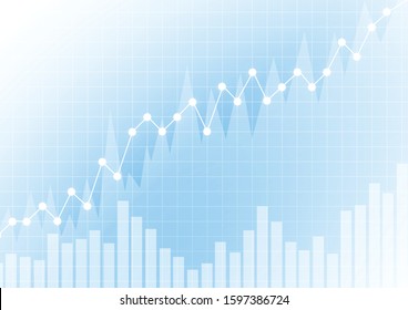 Vector : Increase business graph on blue background