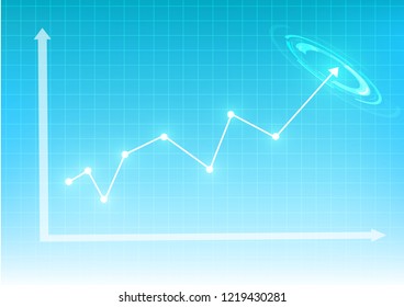 Vector : Increasing business graph with abstract circle on blue background