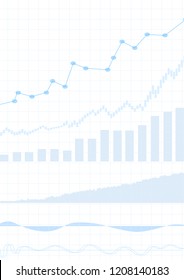 Vector : Increasing business graph with grid on white background