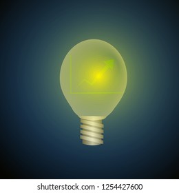 Vector : Increasing business graph in lightbulb on blue background