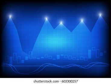 Vector : Increasing business graph on blue background
