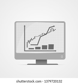Vector : Increasing business graphs on computer monitor