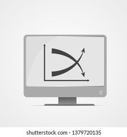 Vector : Increasing and decreasing business graph on computer monitor