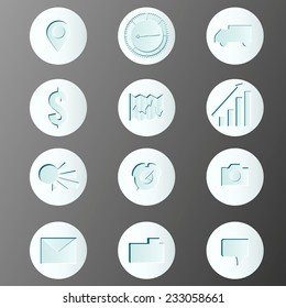 Vector indented icons set.  