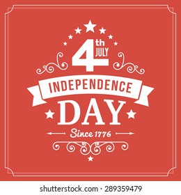 Vector independence day 4th July sign background card.  